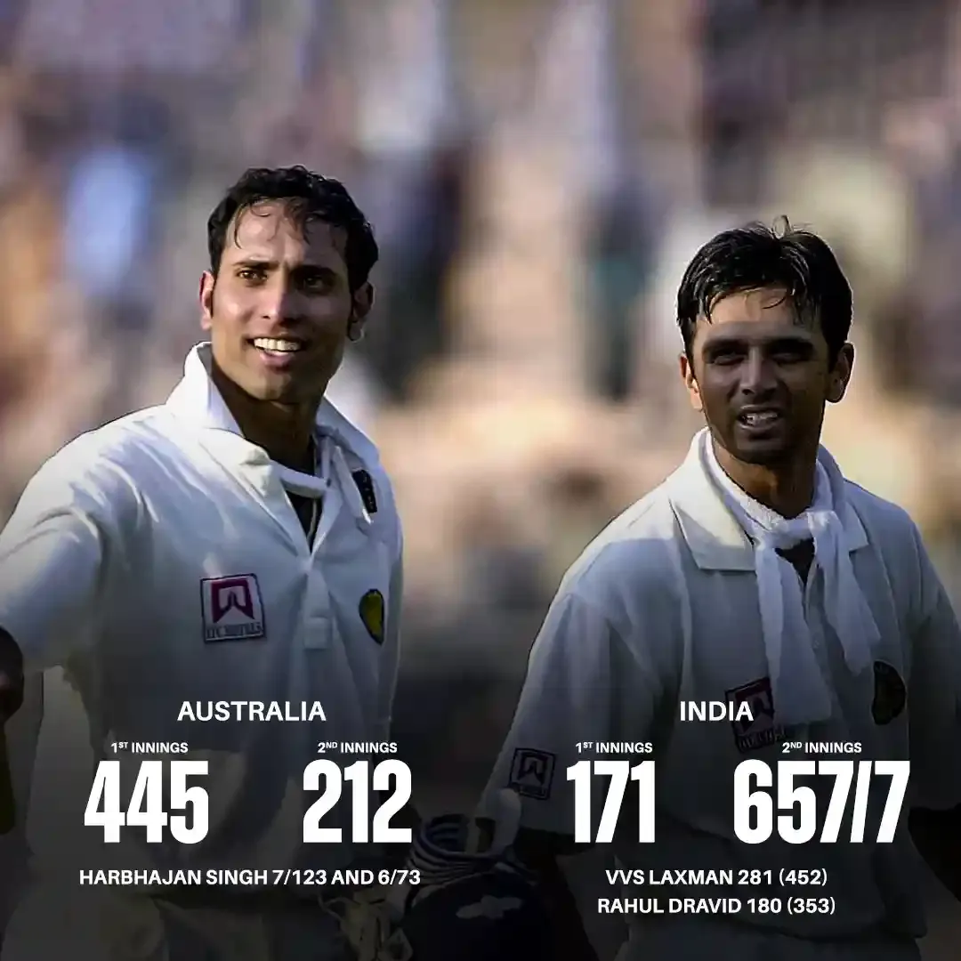 Laxman Dravid Harbhajan turned the tides on Australia in the 2011 Kolkata test making it one of the most memorable cricket matches