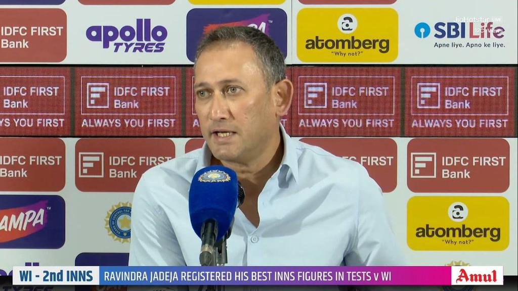 Ajit Agarkar giving a press brief after the announcement of India squad for Australia ODI series