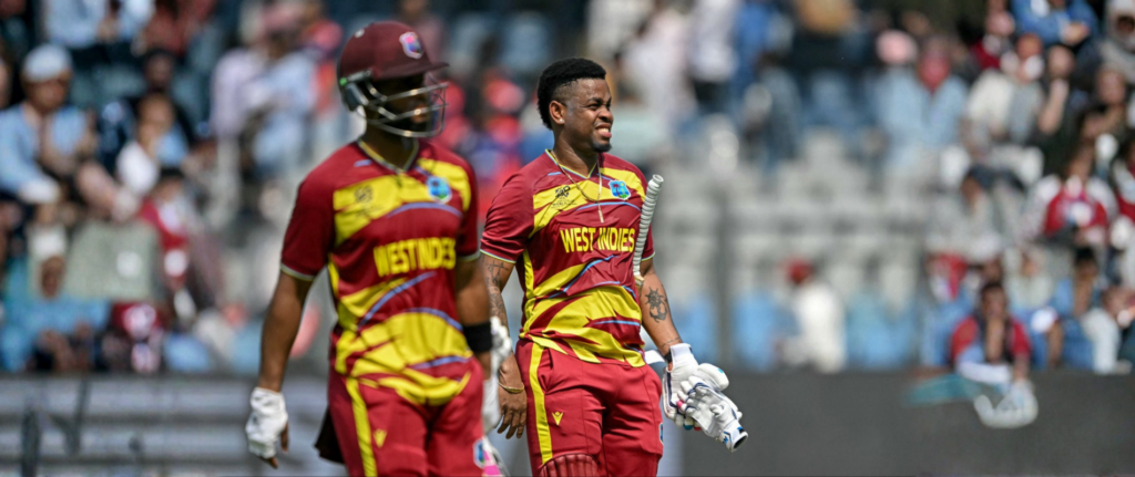 West Indies vs Nepal T20 World Cup 2026 visual of Shimron Hetmyer celebrating their win